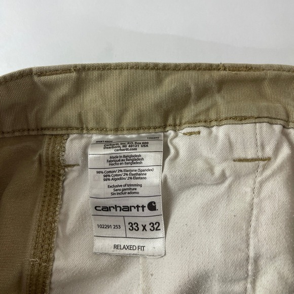 Carhartt Pants Mens 33x32 Beige Rugged Flex Rigby Relaxed Canvas Stretch Work - Picture 6 of 10